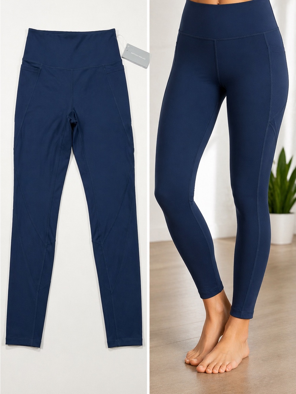 NWT Antonio Melani Endurance Leggings Small Indigo High Waist Pockets